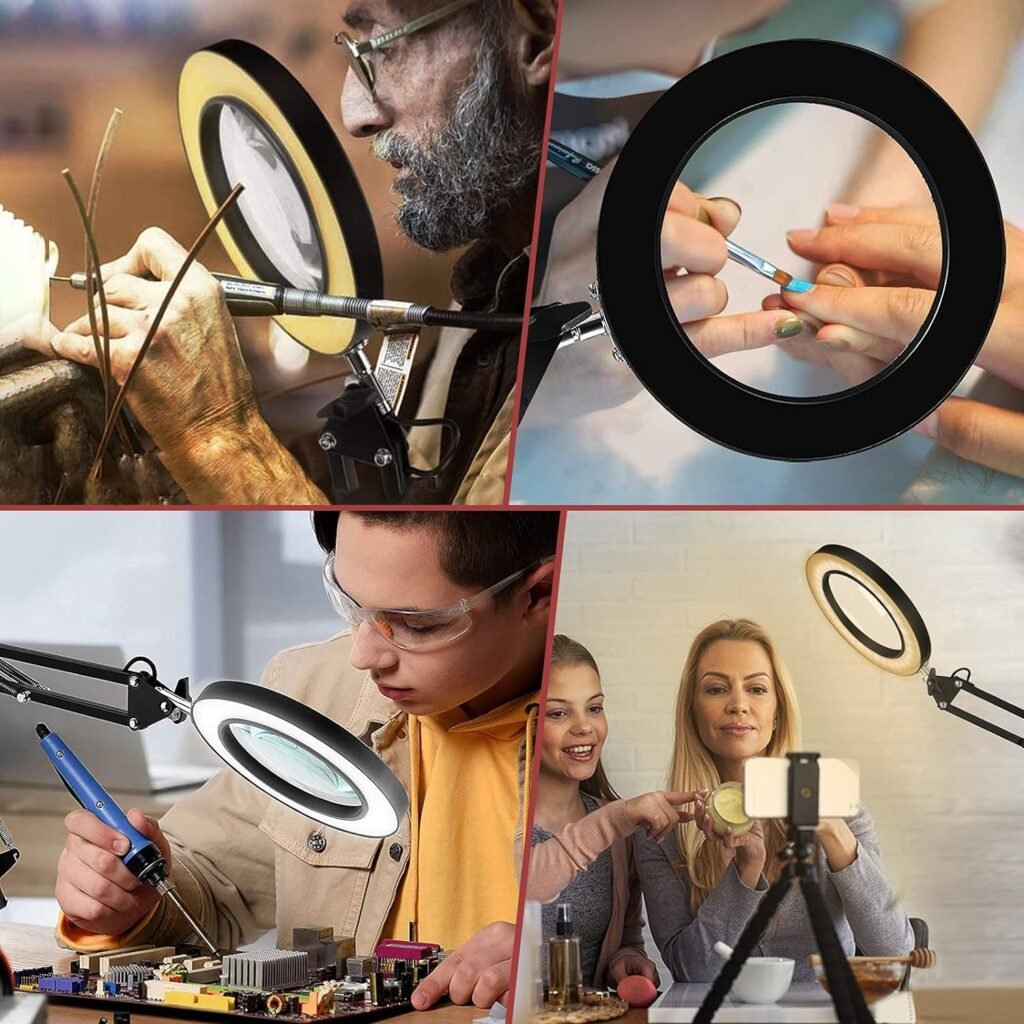LED leeslamp met vergrootglas en verstelbare helderheid - bureaulamp met oogbescherming voor lezen en detailwerk