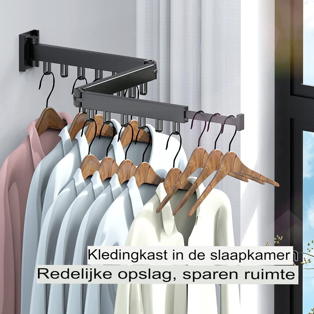 Intrekbaar Wanddroogrek - Opvouwbaar Kledinghangerrek Wasdroogrek - Muurbevestiging Ruimtebesparend Wasrek