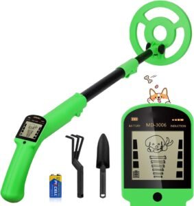 Metaaldetector Kinderen – Verstelbare Lichtgewicht Metaaldetector voor Beginners – Waterdichte Zoekspoel met Schep en Hark – Buitenavonturen