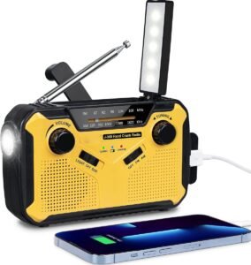 Noodradio met zonnepaneel – Draagbare FM/AM radio met zaklamp en SOS alarm – Solar radio voor camping en outdoor – 3000mAh accu