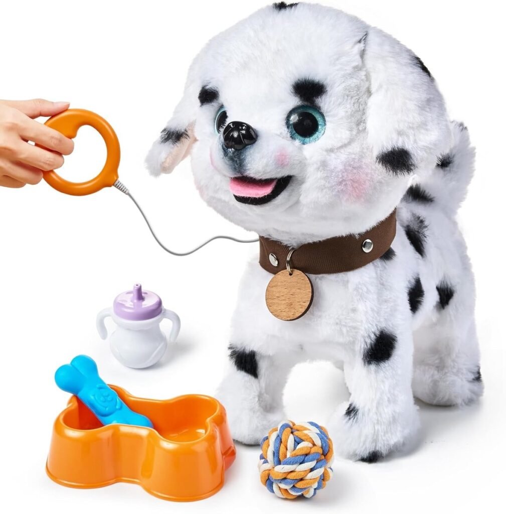 Interactieve speelgoedhond met afstandsbediening als pluche wandelende knuffelhond voor kinderen