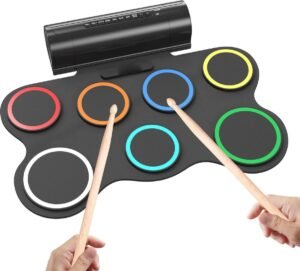 Elektronisch drumstel opvouwbaar met 7 pads – Draagbare elektrische drumset voor kinderen en beginners – Inclusief drumstokken en dubbele speakers