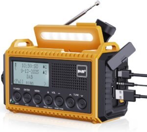 Draagbare DAB Radio met 5000mAh Accu – Digitale FM Radio met Alarmklok – Solar Noodradio met LED Zaklamp en SOS Alarm – Camping Radio