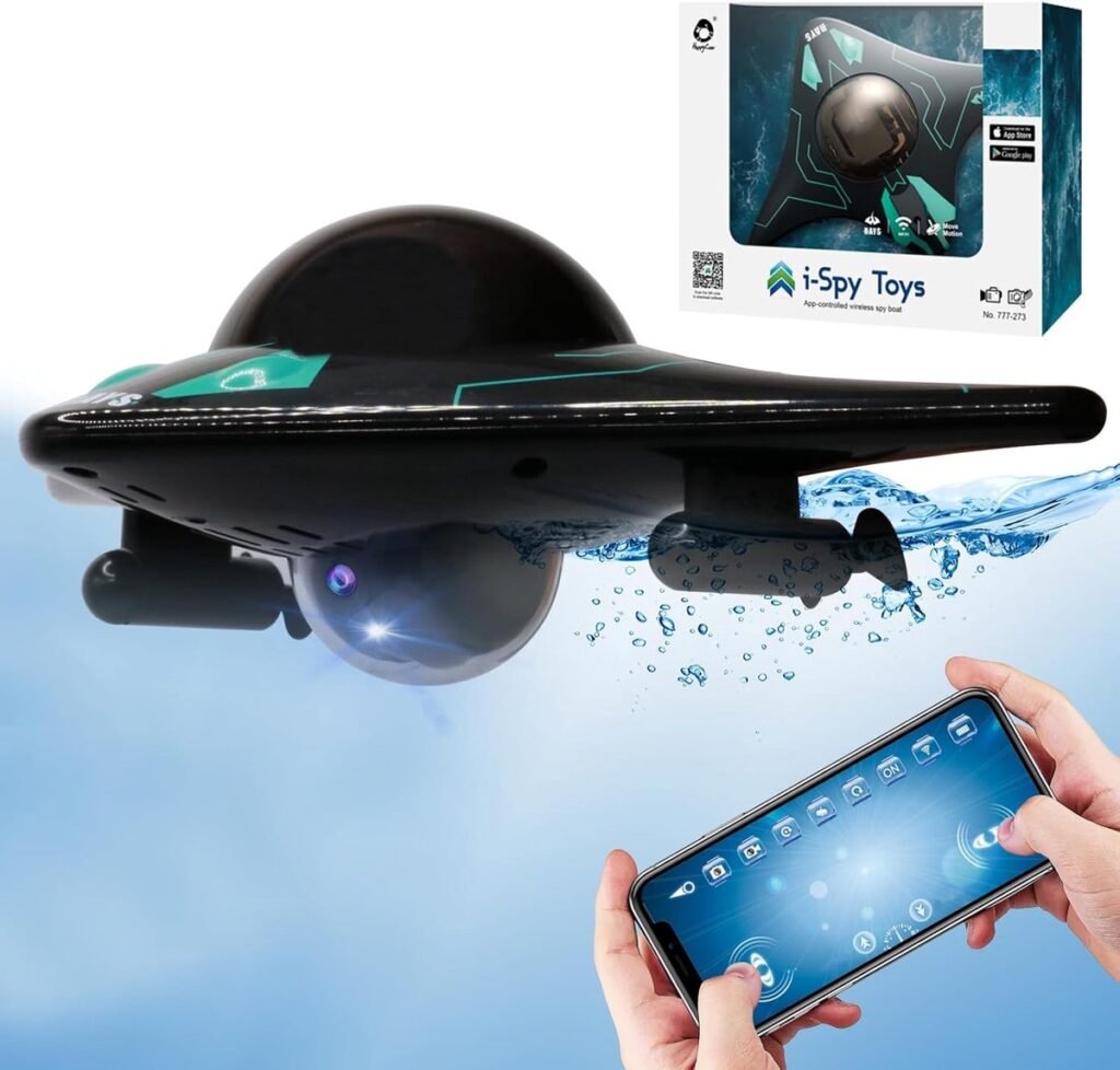 RC bestuurbare boot met HD camera, LED verlichting en app bediening voor zwembad en meer