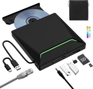 Externe DVD Brander USB 3.0 Type-C – CD/DVD Speler en Lezer voor Laptop en PC – Draagbare DVD-RW Drive – Compatibel met Windows en Mac