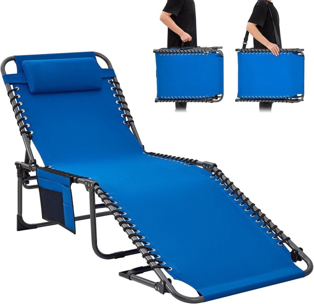 Verstelbaar ligbed met kussen voor tuin en strand 190x59 cm