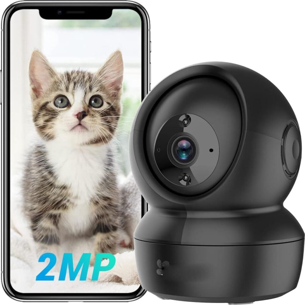 1080p binnen WiFi bewakingscamera met 360° pan tilt, nachtvisie, bewegingsdetectie en tweeweg audio