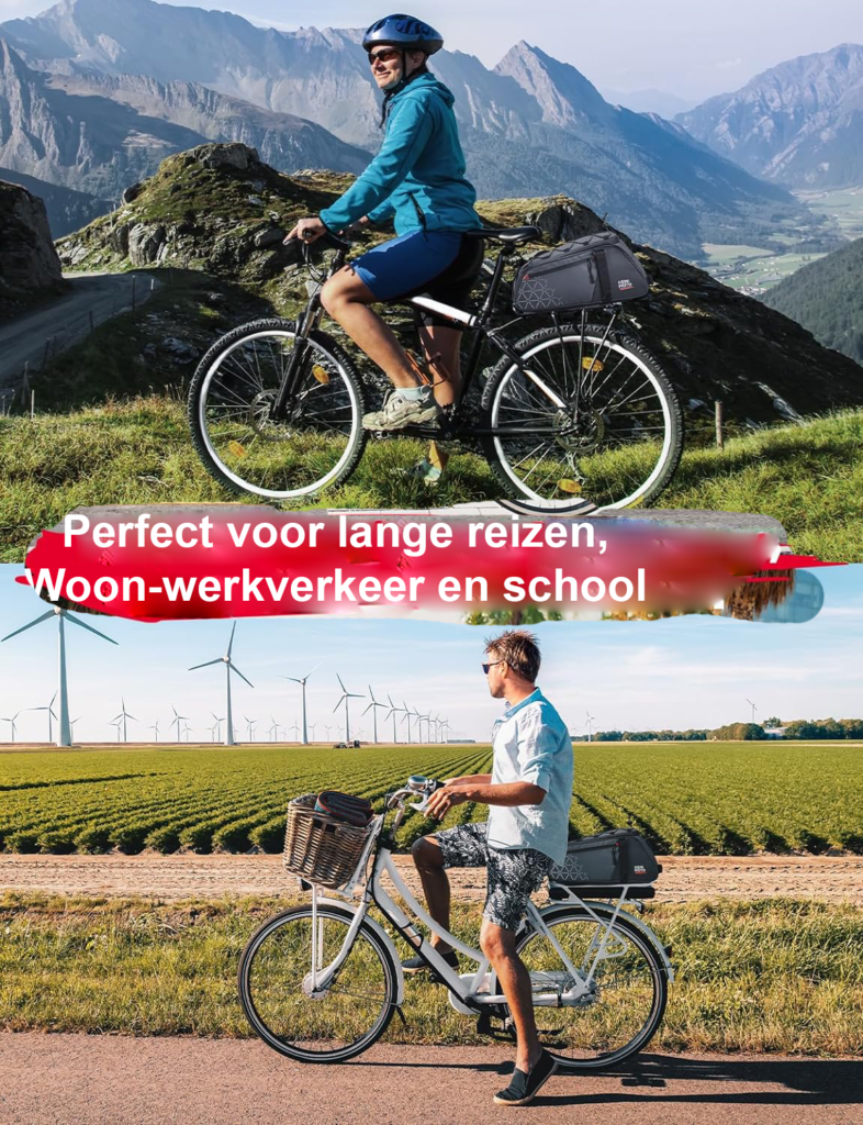 Waterdichte 2-in-1 fietstas voor bagagedrager met 8 liter inhoud en meerdere vakken