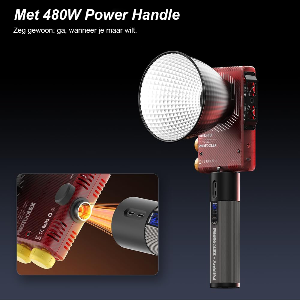 100W LED videolamp met reflector en diffuser voor fotografie en video