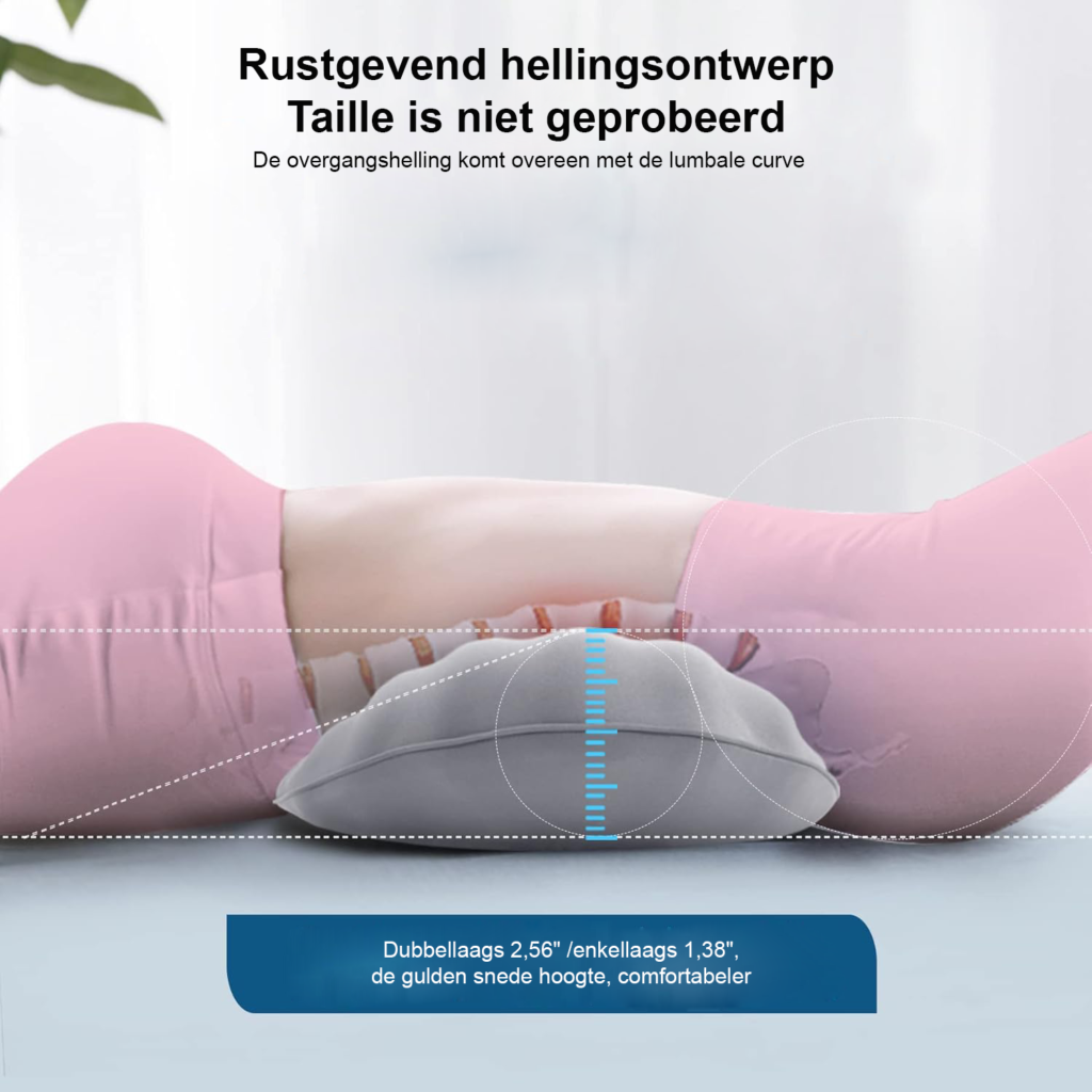 Verstelbaar lumbar support kussen van traagschuim voor rugondersteuning, lendensteun voor bed en stoel bij lage rugklachten