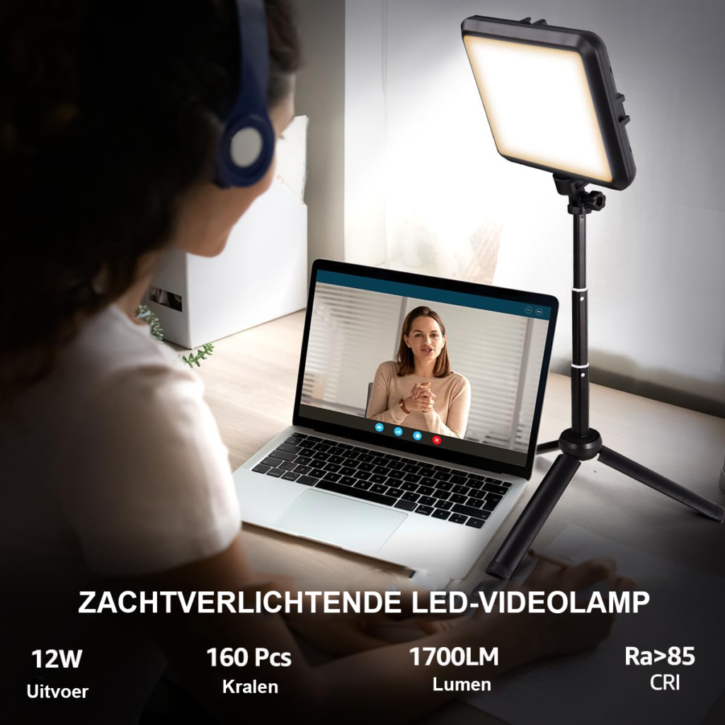 LED fotografie verlichtingsset met 2 dimbare tafel videolampen en verstelbare statieven voor filmen en streaming
