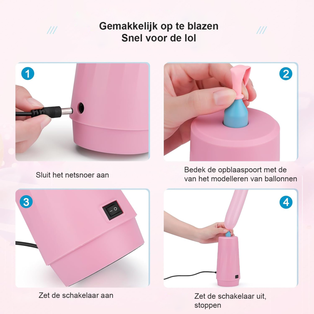 Ballonnenpomp voor lange modelleerballonnen voor feestdecoratie en verjaardagen