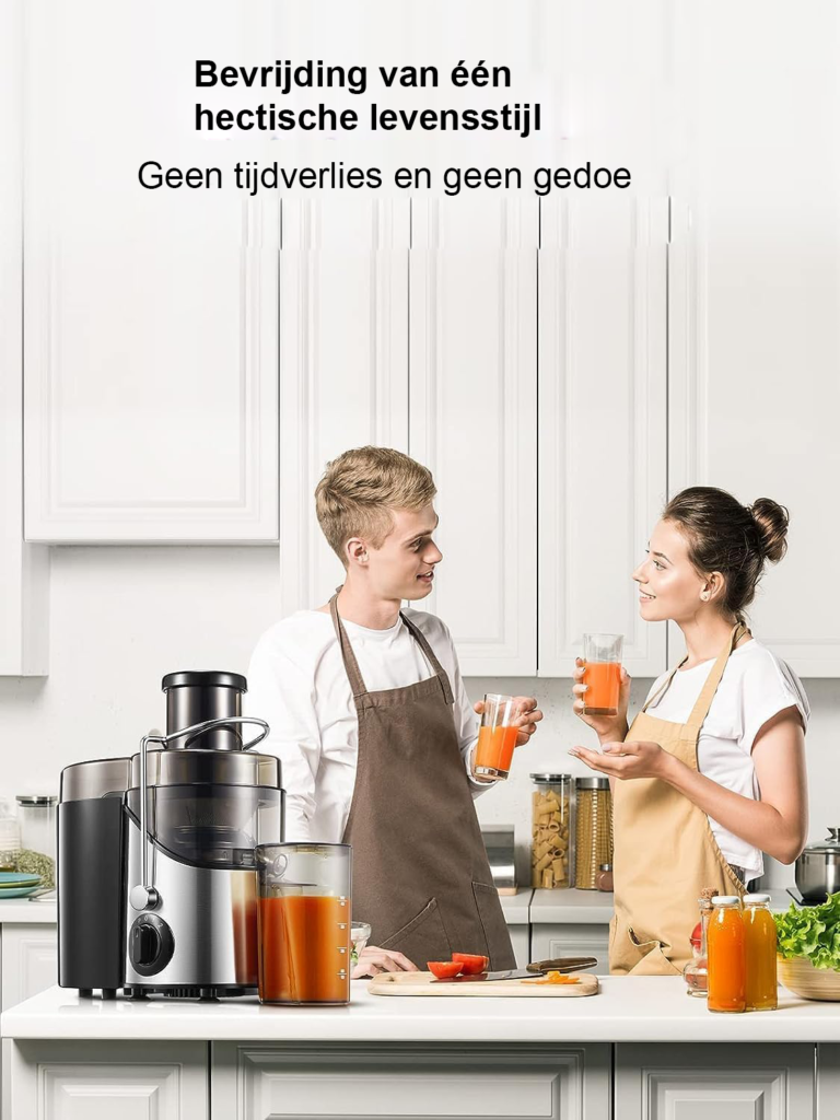 RVS groente- en fruitpers 400W zilver met 65 mm vulopening en 3 snelheden voor verse sapbereiding