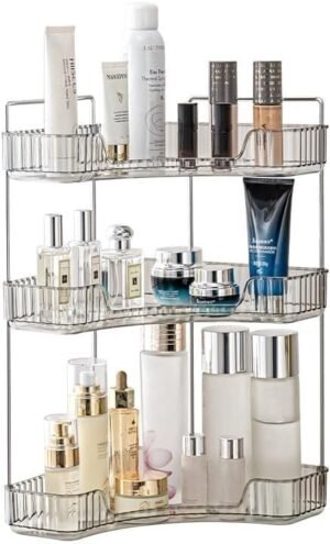 Make-up organizer met 3 lagen grijs voor cosmetica, parfum en huidverzorging 25,5 x 16,5 x 44,5 cm