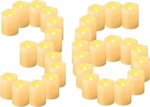 LED Waxinelichtjes Set 36 Stuks – Flameless Elektrische Theelichtjes met Flikkerend Licht – Batterij Bediening voor Decoratie, Bruiloft en Feest – Vlamloze Kaarsen
