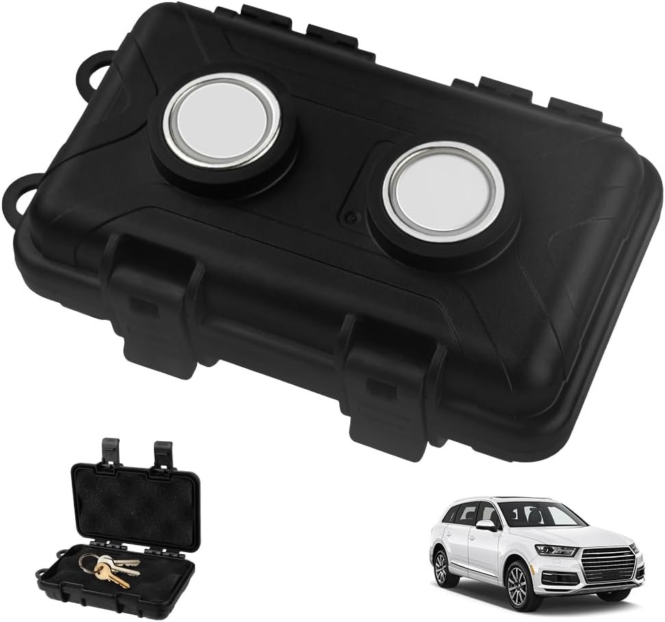 Magnetische sleutelhouder auto, waterdichte sleutelbox met sterke magneet voor verborgen sleutelopslag onder de auto, nood sleutel opbergdoos 1 of 2 stuks