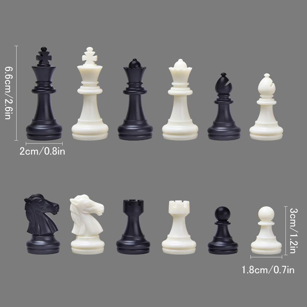 3-in-1 schaakspel set met magnetisch opvouwbaar bord voor schaken, dammen en backgammon 32x32 cm