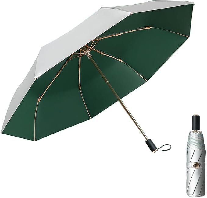UV paraplu UPF 50+ 110 cm met titanium zilveren dubbele coating, windproof en opvouwbaar voor zon en regen