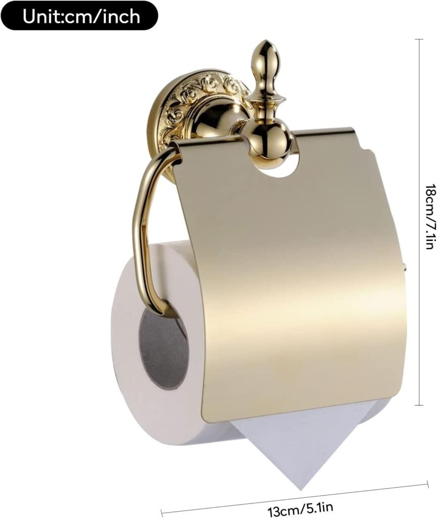 Gouden toiletpapierhouder met plankje en opbergrek voor badkamer