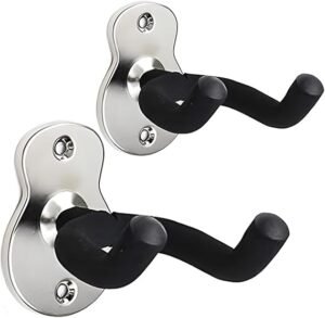 Gitaar Wandhouder 2 Pack Zwart – Gitaarhaak Voor Akoestische En Elektrische Gitaar – Metalen Muurbeugel Voor Basgitaar En Ukulele