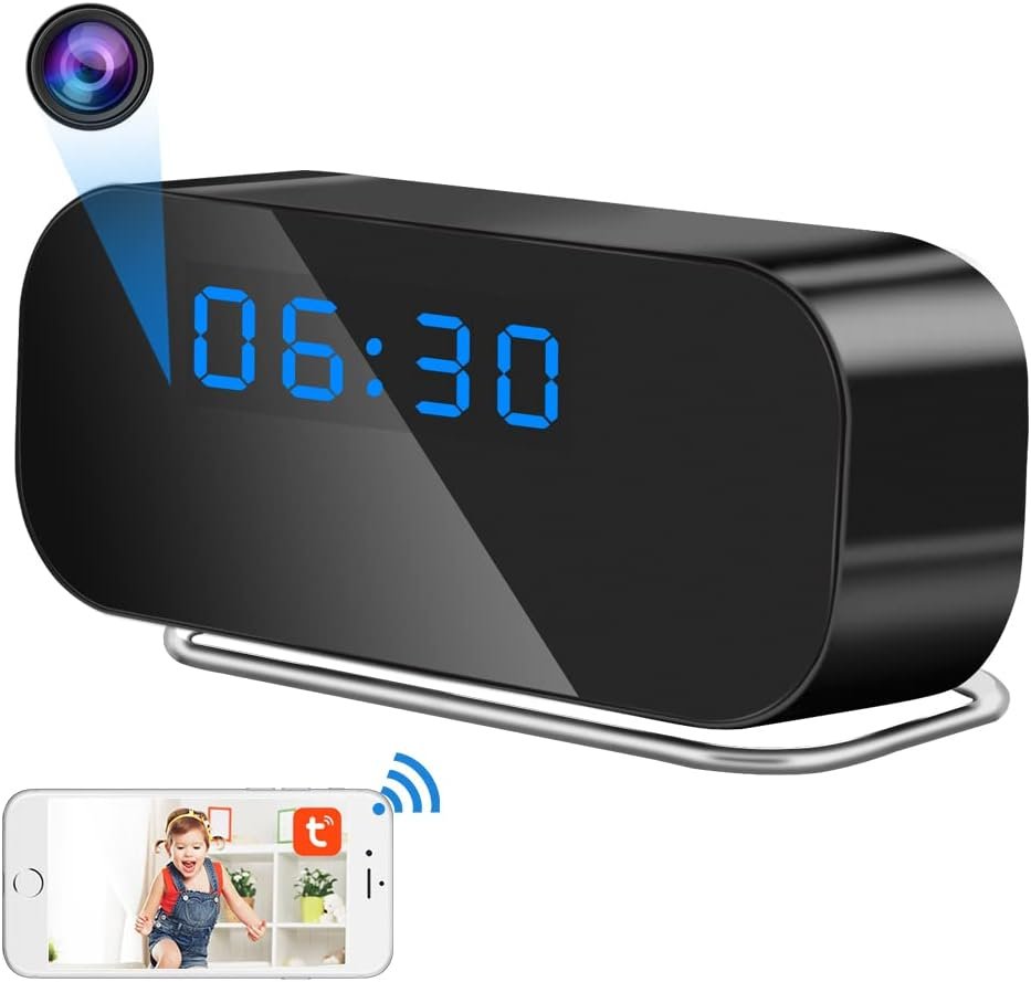 Verborgen spy camera klok met WiFi, nachtzicht en 1080p HD video opname