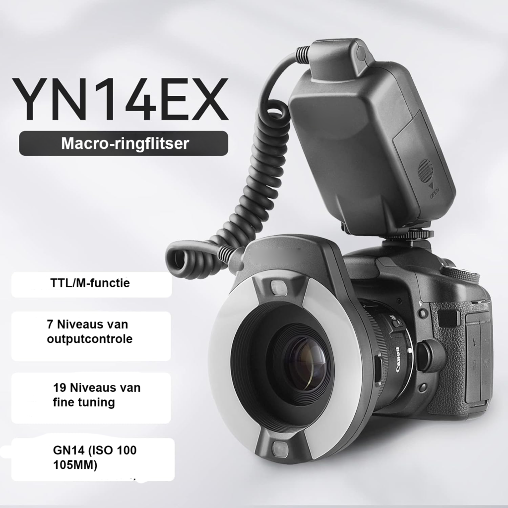 Macro ringflitser voor Canon camera voor close-up fotografie met dimbare belichting en macrofotografie accessoires