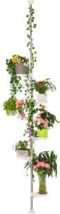 Telescopisch plantenrek 7 niveaus – Verstelbaar bloemenrek voor planten en bloempotten – Stalen plantenhouder voor woonkamer, balkon en kantoor – Ivoorkleur