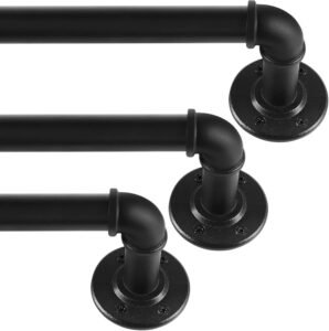 Zwarte Gordijnroede Set – Industriële Metalen Gordijnrail – Uitschuifbare Gordijnstang Voor Ramen En Kamerscheidingen – 80-218 cm