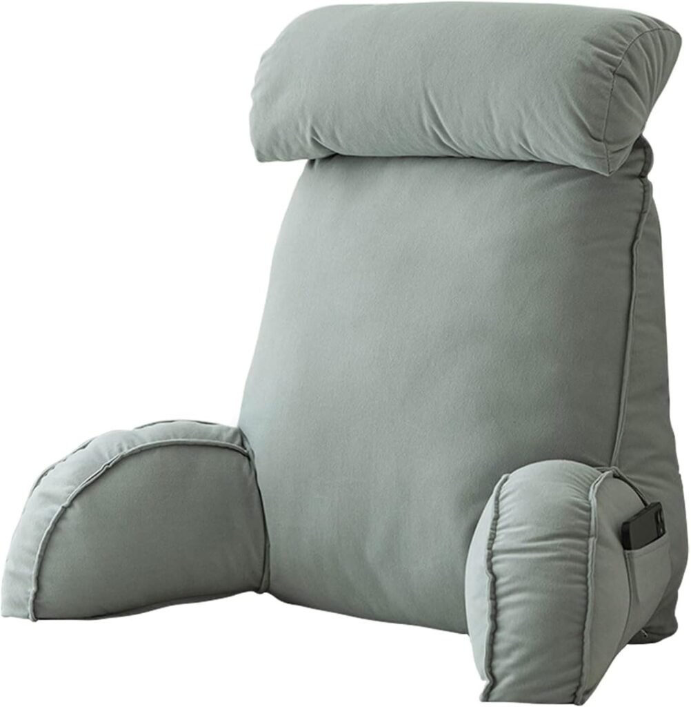 Leeskussen met armleuningen en nekrol van memory foam voor lezen en tv op bed of bank