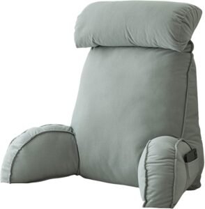 Leeskussen met Armleuningen – Ergonomische Rugsteun met Memory Foam Vulling – Bed- en Bankkussen met Nekrol en Afneembare Hoes