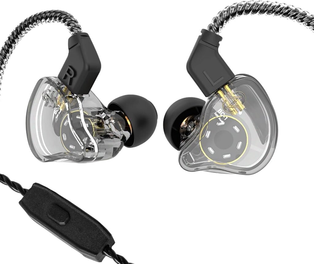 Zwarte in-ear oordopjes met microfoon en afneembare kabel voor smartphone en tablet