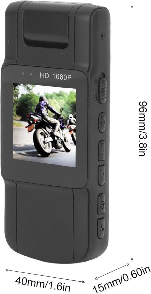 Mini beveiligingscamera 1080p HD met nachtzicht, brede kijkhoek, compacte clip en Type-C oplaadpoort.