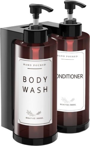2-pack zeepdispensers wandmontage 300ml voor shampoo, douchegel en lotion in badkamer of keuken