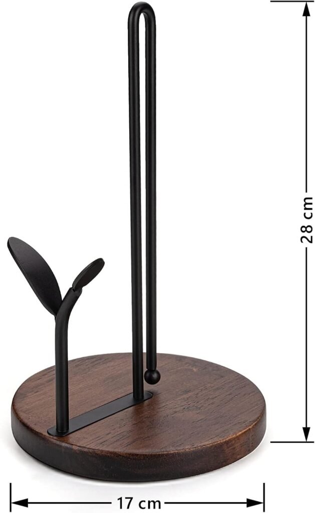 Staande zwarte houten keukenrolhouder voor 9 inch keukenpapier, stijlvolle keukenaccessoire van duurzaam hout