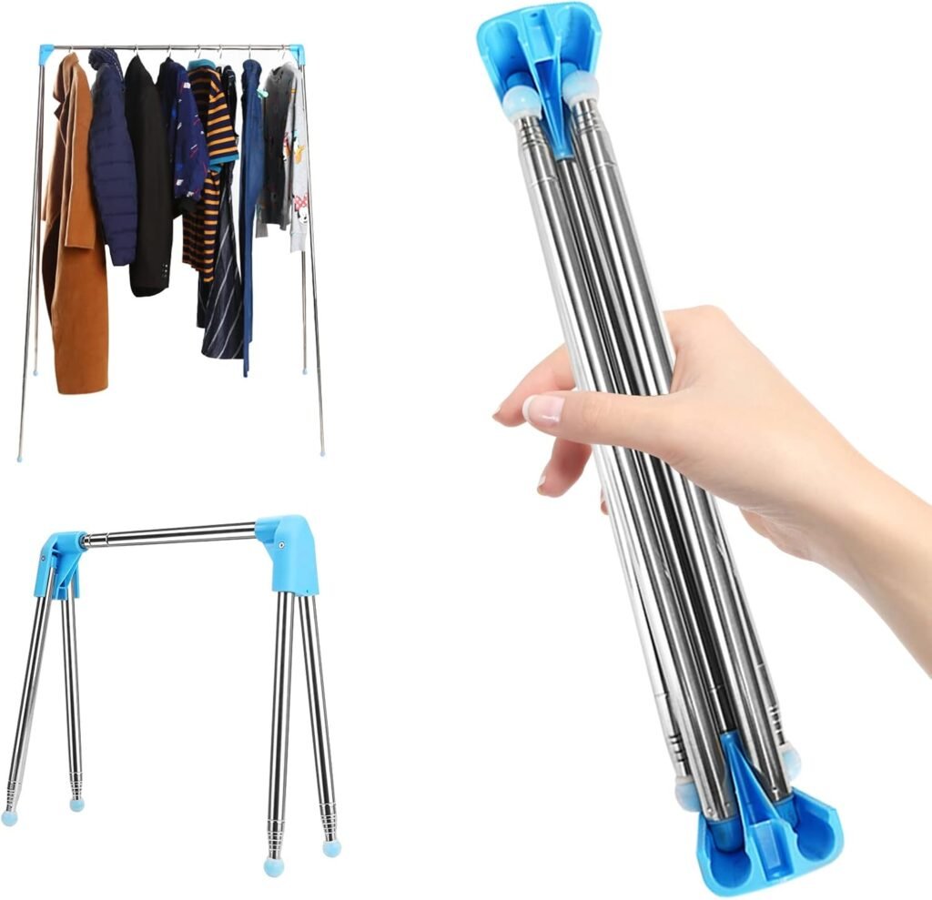 Uitschuifbaar opvouwbaar kledingrek 33-71 cm voor thuis, reizen en camping, lichtgewicht droogrek