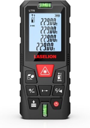 Laserafstandsmeter 70 m - Digitale Afstandsmeter voor Bouwen en Renovatie - Hoge Nauwkeurigheid met Meerdere Meetmodi - Geïntegreerde Waterpas en Stiltefunctie