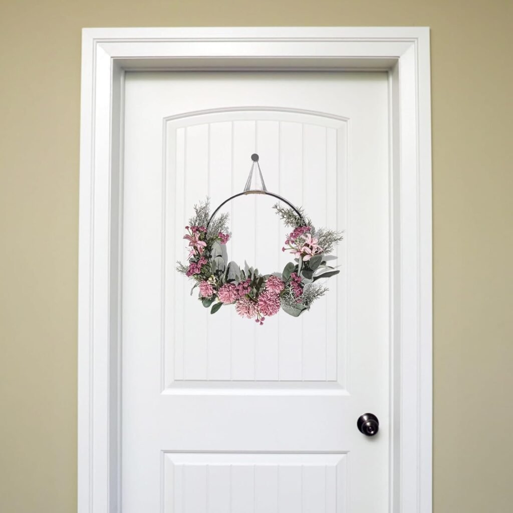 kunstbloemen orchidee deurkrans herfst wreath met metalen ring welkom wanddecoratie bruiloft en woonkamer decoratie