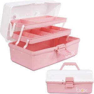 Opbergbox met 3 Lagen – Kunststof Organizer met Uittrekbare Trays – Gereedschapskoffer voor Hobby, Knutselen en Naaibenodigdheden – 12 Inch