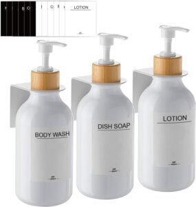 Zeepdispenser Set van 3 – Wandmontage Zonder Boren – Shampoo- en Zeepdispenser voor Badkamer en Keuken – 500 ml
