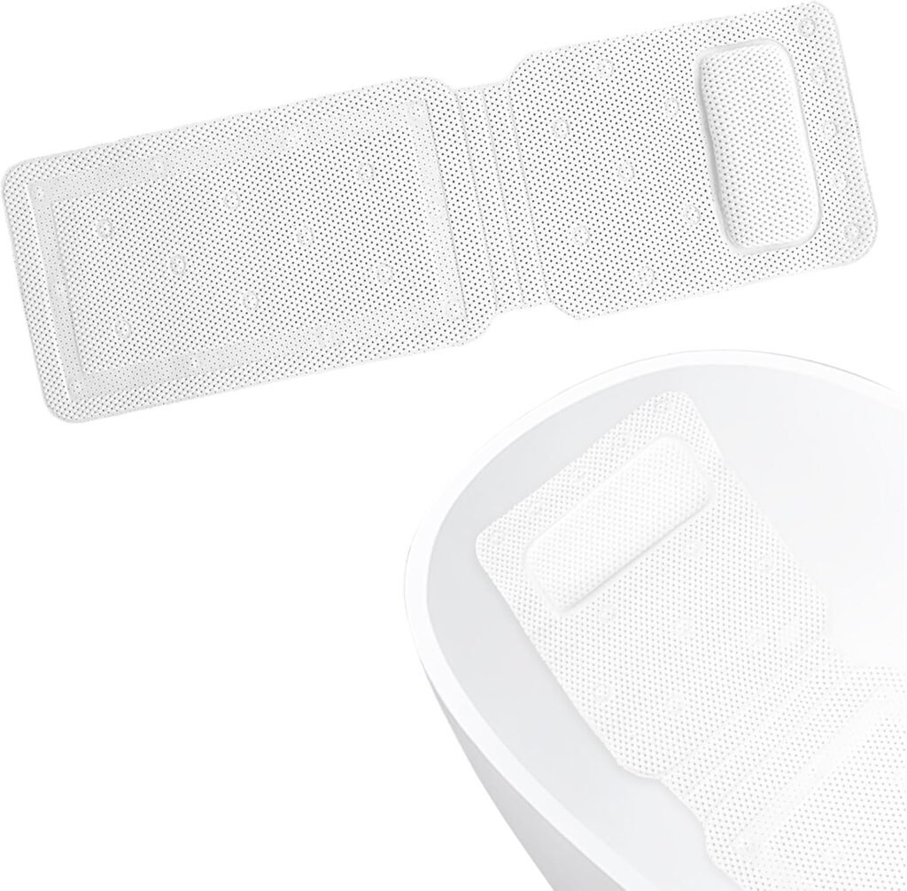 Badmat met hoofdkussen 125x36 cm voor ligbad met antislip bubbelmat en ergonomische ondersteuning voor hoofd, schouders en rug