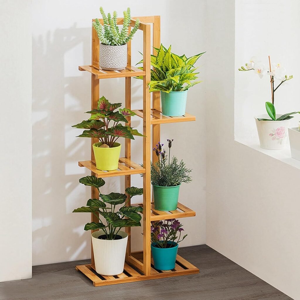 Plantenrek met 5 potten als plantenstandaard voor balkon, woonkamer, tuin en patio
