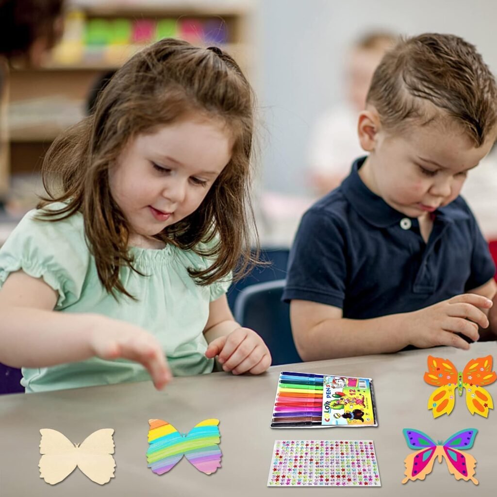Houten eenhoorn knutselset voor kinderen met verf en creatieve DIY decoratie, 55 stuks