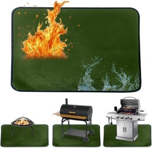 Vuurvaste grillmat groen 127x97 cm voor barbecue en vuurschaal, hittebestendige vloerbeschermingsmat