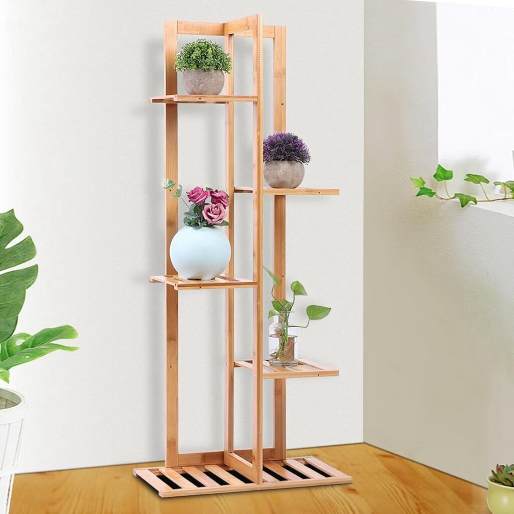 Plantenrek met 5 potten als plantenstandaard voor balkon, woonkamer, tuin en patio