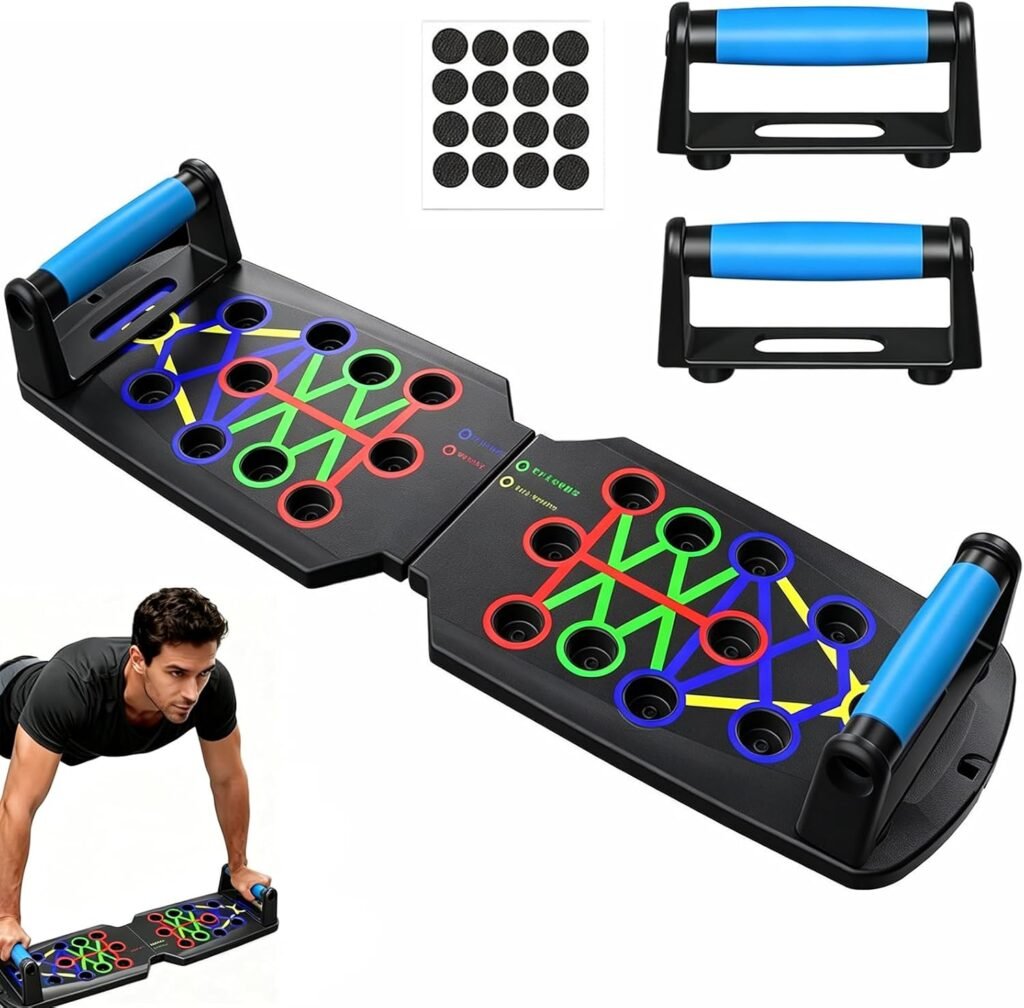 14-in-1 push up board met handgrepen en opvouwbaar fitnessbord voor krachttraining thuis van borst, schouders en armen