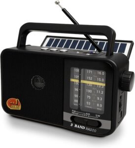 Bluetooth Radio met Zonnepaneel – Draagbare Campingradio met AM FM Ontvanger – Noodradio met USB, TF en 1200 mAh Accu – 8W Speaker