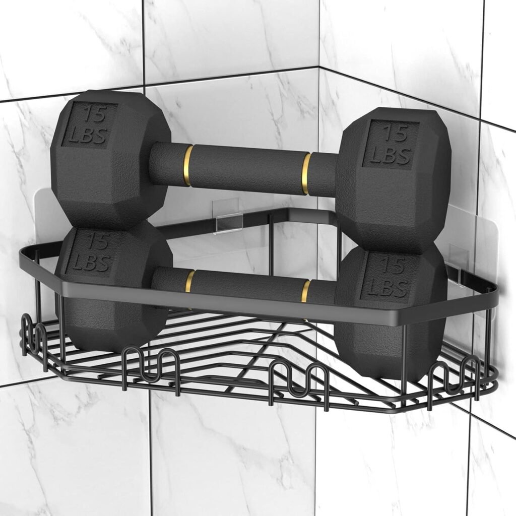 Hoekplanken met haken zelfklevend, set van 2 voor badkamer, keuken en slaapkamer opbergruimte