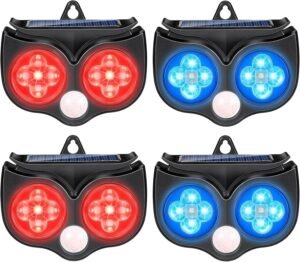 Ultrasone dierenverjager op zonne-energie 4 stuks – Dierenafschrikker met rode LED verlichting voor tuin en erf – Voor wild en nachtdieren zoals vos, hert en wasbeer