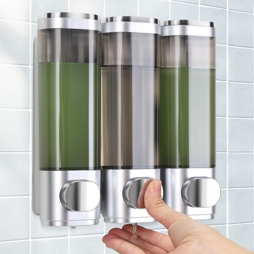 Set van 3 wandmontage zeepdispensers zonder boren voor shampoo, douchegel en vloeibare zeep in badkamer en keuken