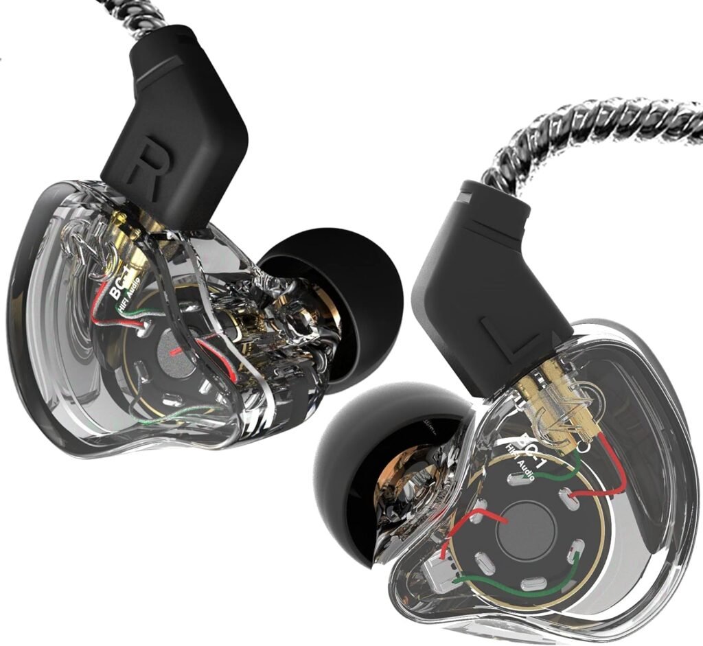 In-ear monitor oordopjes met afneembare kabel en hifi geluid zwart transparant voor muzikanten en zangers